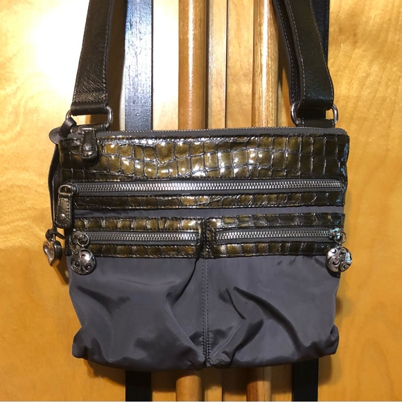 BRIGHTON Brown Leather and Nylon Crossbody Bag and Dustbag - Picture 7 of 13